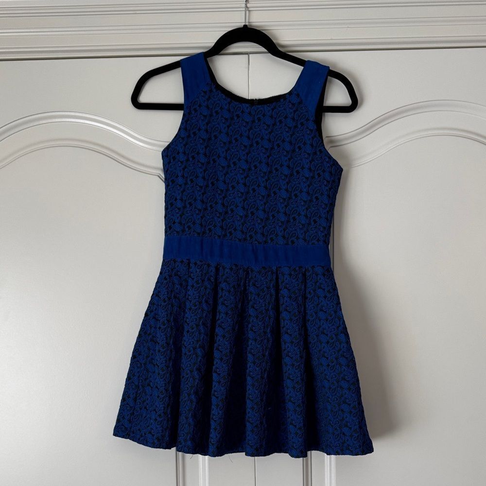 Elisa B Charming Navy Lace Kids Dress